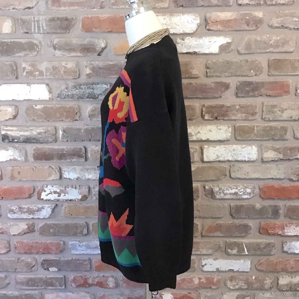 DONAGAIN Women’s Vintage 80’s Bright Multicolored Long Pullover Tunic Sweater M - Picture 5 of 8